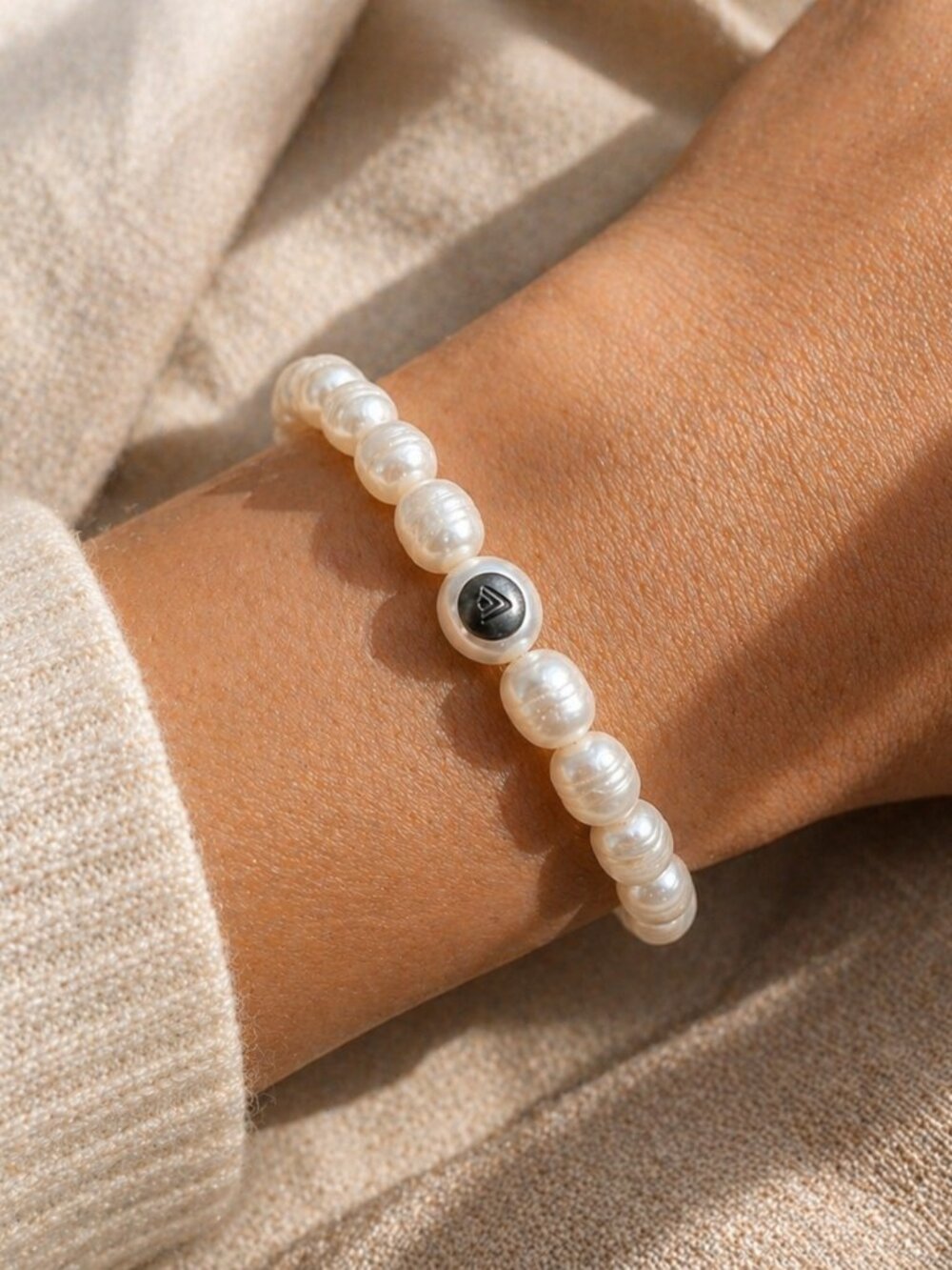 Freshwater Pearl Stretch Bracelet White Beaded Minimalist Accent Bead